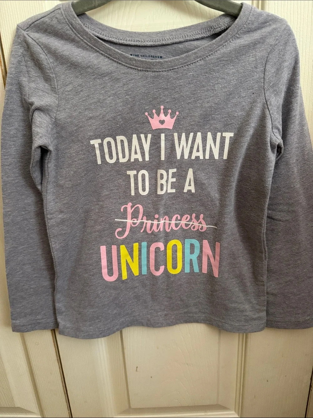 Children's Gray 'Today I Want To Be A Princess Unicorn' Long Sleeve Shirt